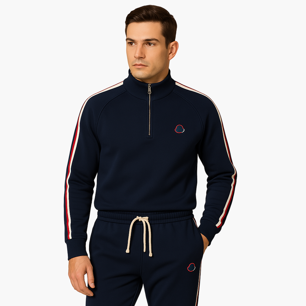 Men's Tracksuit Sporty & Casual – Comfortable Set with Half Zipper