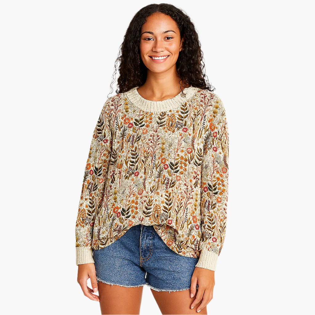 Women's Knitted Sweater with Floral Pattern – Casual Stylish Pullover for Every Day