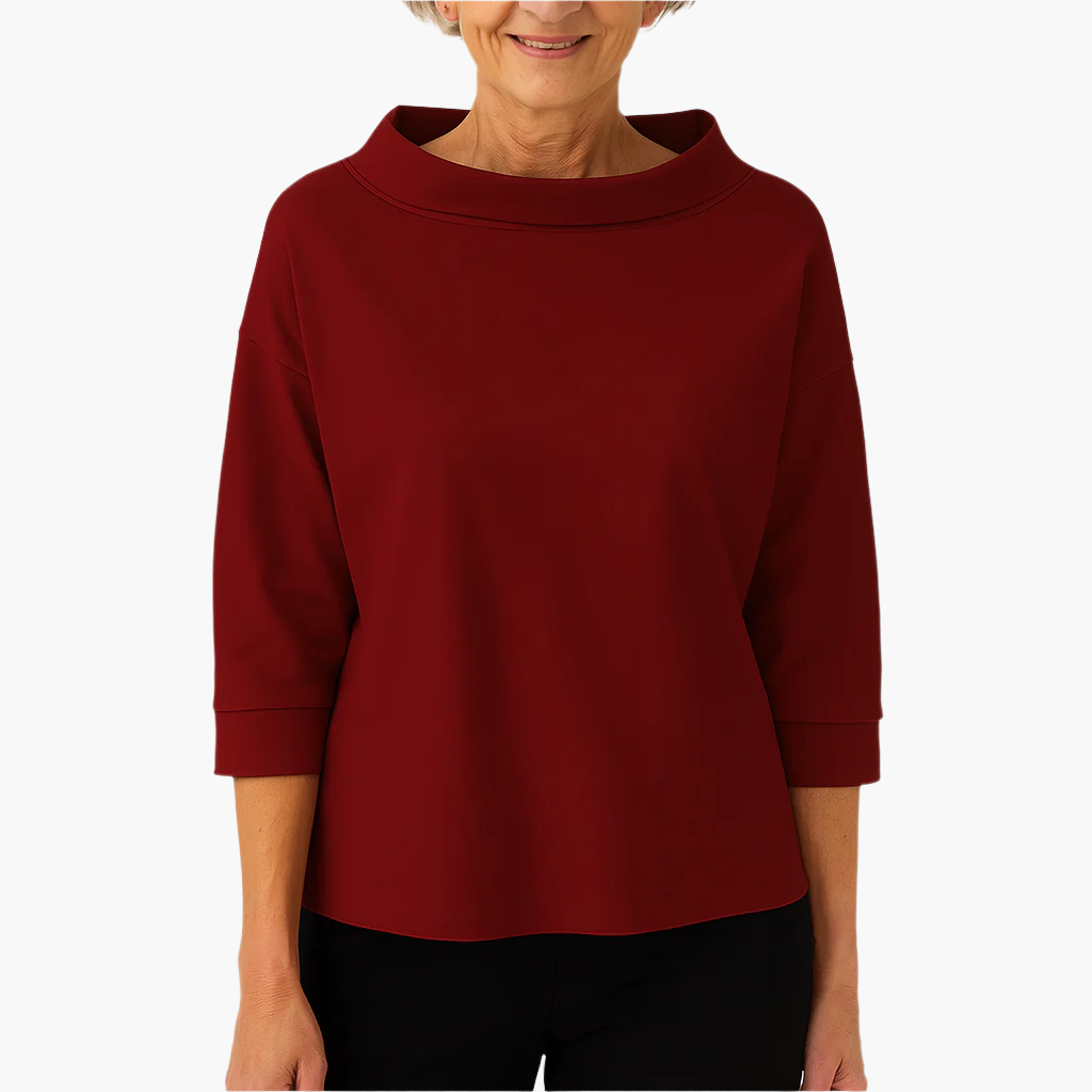 Women's top with wide boat neck and 3/4 sleeves – timeless comfort for every day
