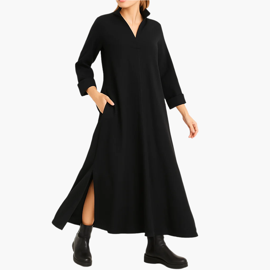 Women's Maxi Shift Dress with Split – Stylish Loose-Fitting Dress for Every Occasion