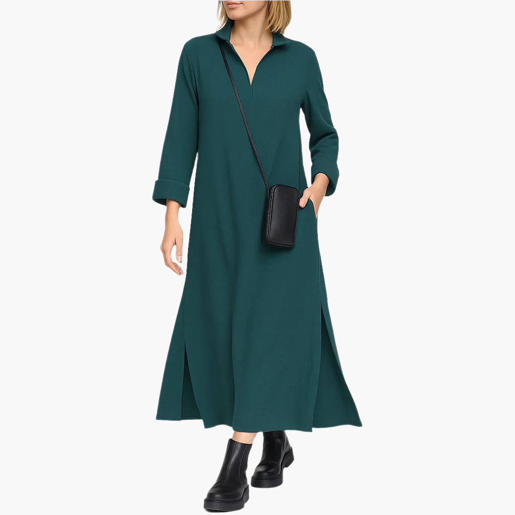 Women's Maxi Shift Dress with Split – Stylish Loose-Fitting Dress for Every Occasion