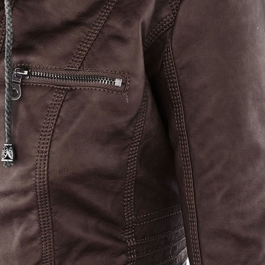 Women's Leather Jacket With Hood – Fashionable Water-Repellent Jacket For Every Occasion