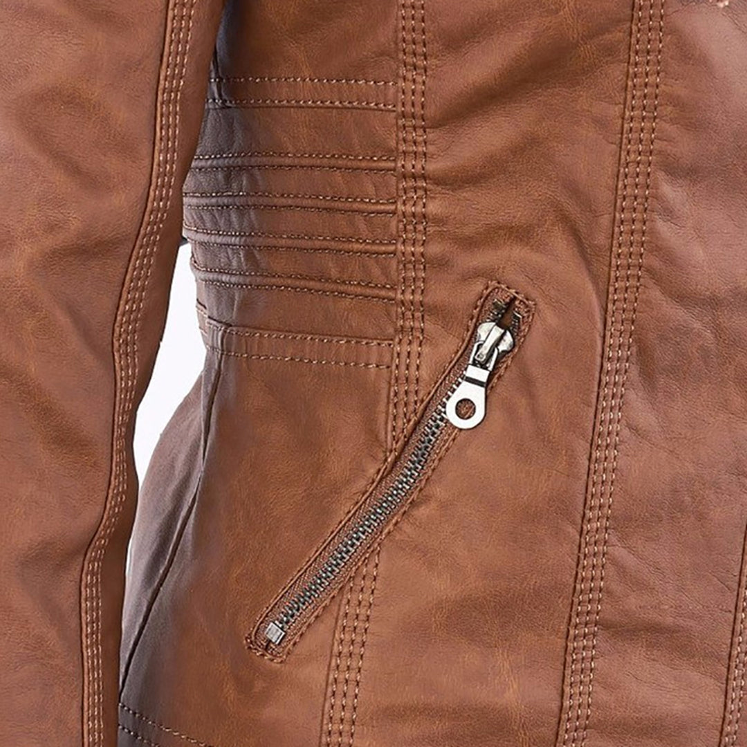 Women's Leather Jacket With Hood – Fashionable Water-Repellent Jacket For Every Occasion