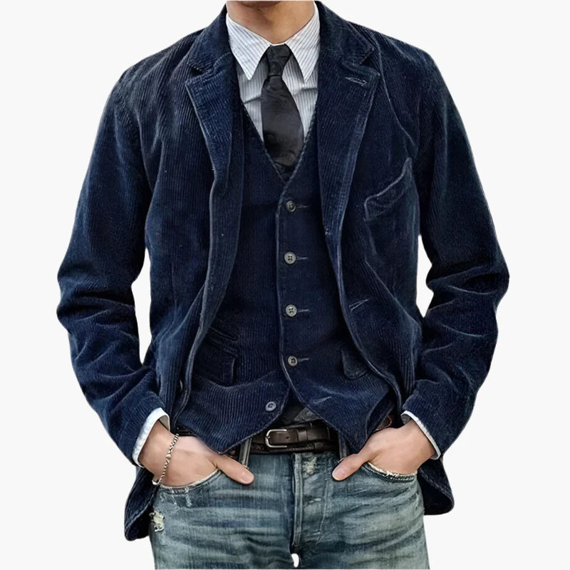 Men's Corduroy Blazer Casual Vintage – Stylish Jacket for Autumn and Winter