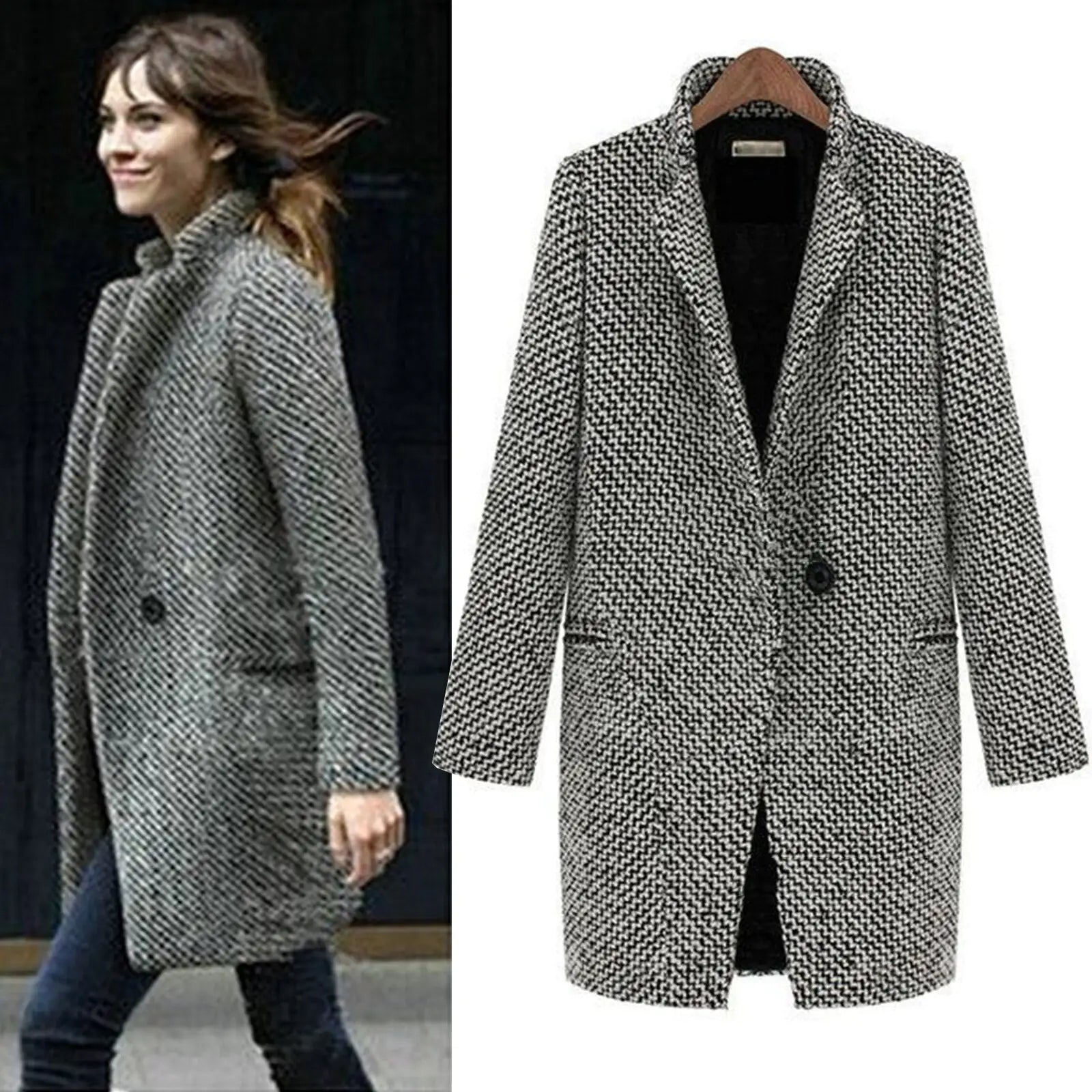 Women's Classic Winter Coat – Elegant Long Jacket for Business and Casual Use