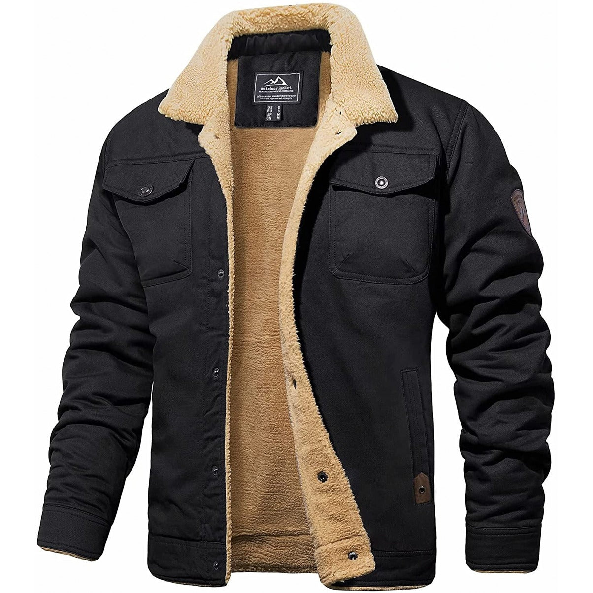 Men's Winter Bomber Jacket Vintage Style – Warm Outdoor Jacket with Fleece Lining