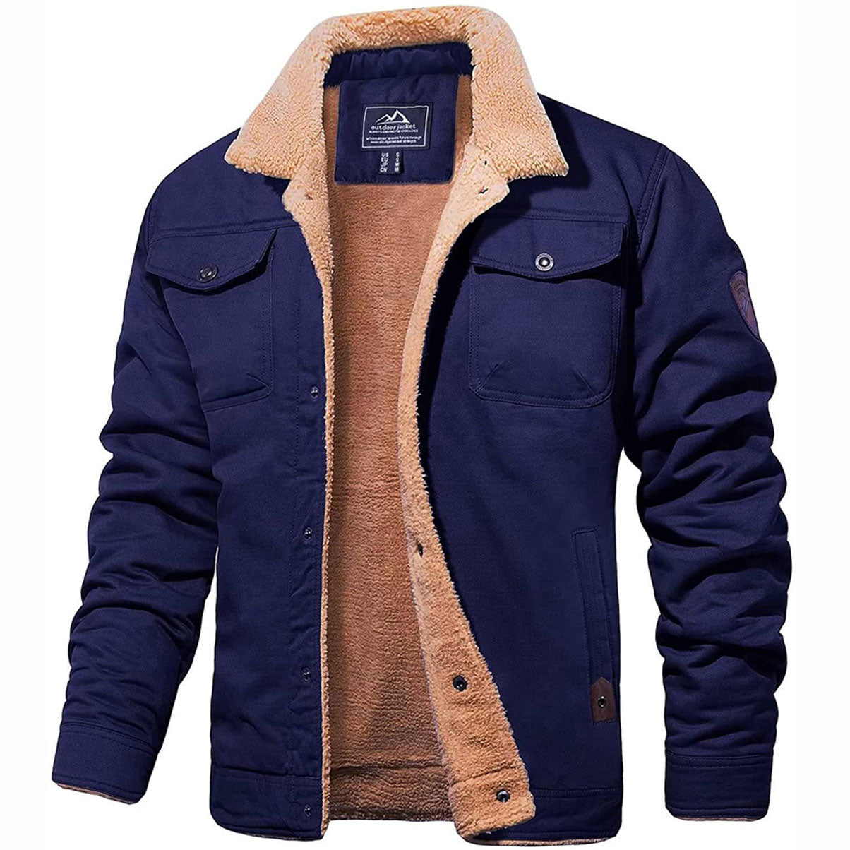 Men's Winter Bomber Jacket Vintage Style – Warm Outdoor Jacket with Fleece Lining