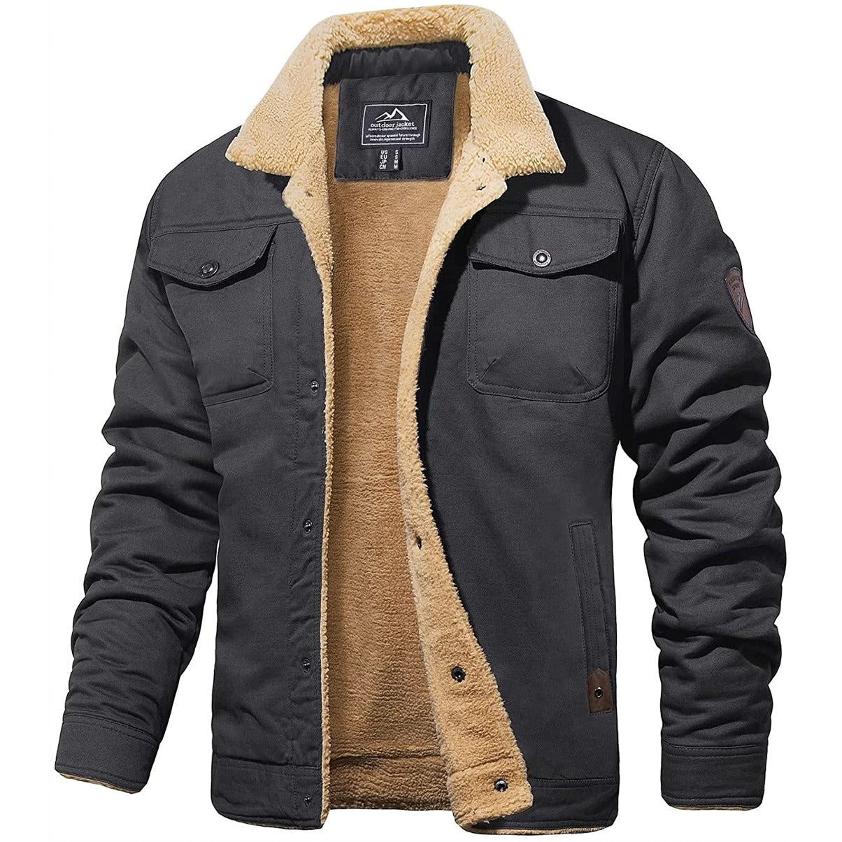 Men's Winter Bomber Jacket Vintage Style – Warm Outdoor Jacket with Fleece Lining