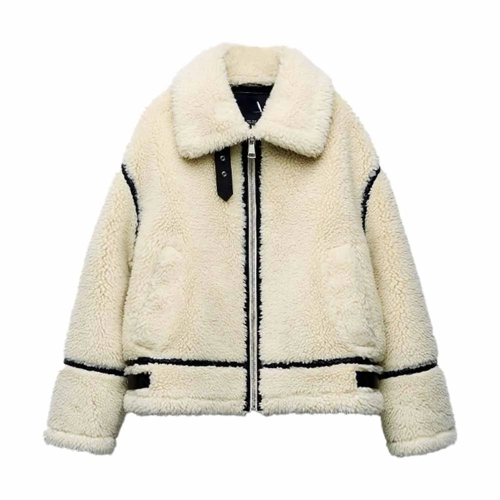 Women's Winter Jacket Teddy Bomber Style – Fashionable Warm Outdoor Jacket for Casual and Business Occasions