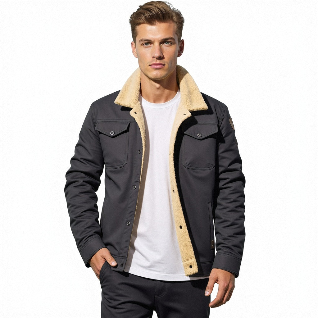 Men's Winter Bomber Jacket Vintage Style – Warm Outdoor Jacket with Fleece Lining