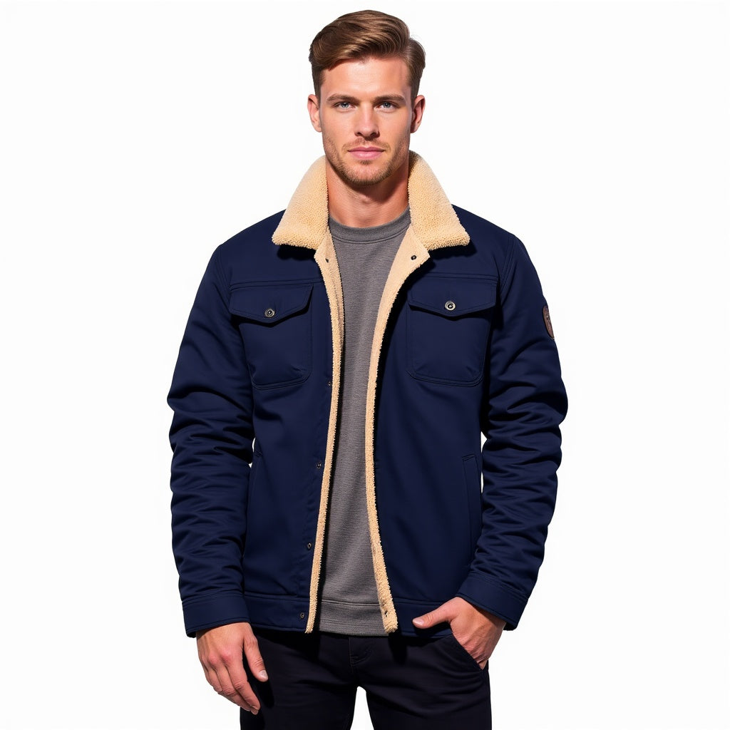 Men's Winter Bomber Jacket Vintage Style – Warm Outdoor Jacket with Fleece Lining