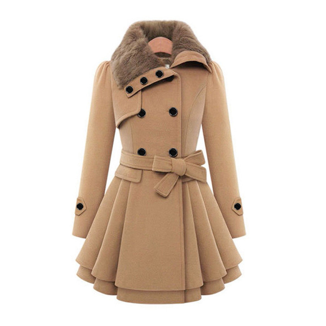 Women's Winter Coat with Fur Collar – Elegant Tailored Long Coat for Stylish Winter Outfits