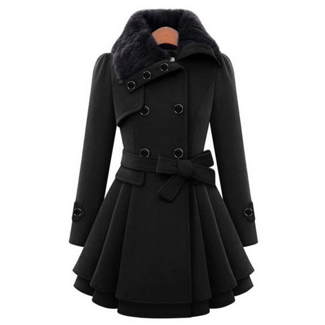 Women's Winter Coat with Fur Collar – Elegant Tailored Long Coat for Stylish Winter Outfits