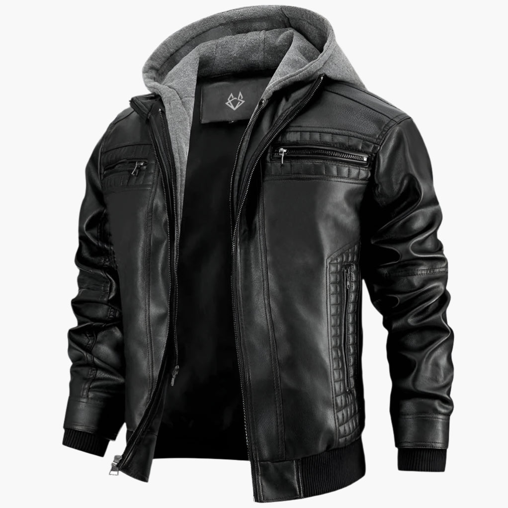 Men's Motorcycle Jacket Streetwear Style with Detachable Hood – Casual Fashion Jacket for Every Occasion
