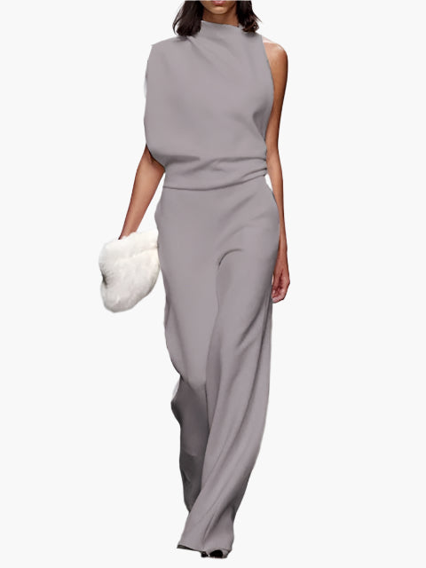 Women's Elegant Sleeveless Jumpsuit with Wide Legs – Stylish and Comfortable for Party and Office