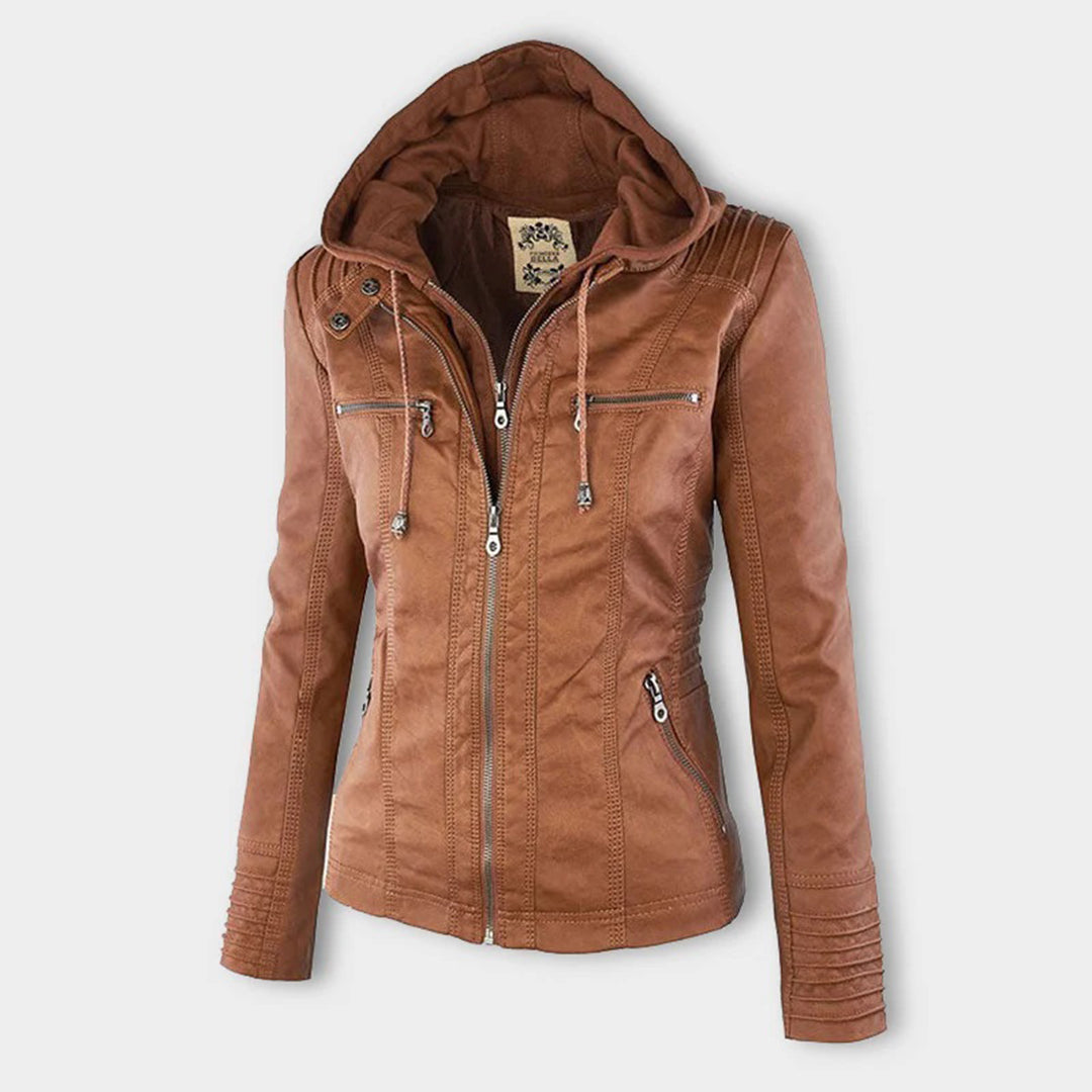 Women's Leather Jacket With Hood – Fashionable Water-Repellent Jacket For Every Occasion