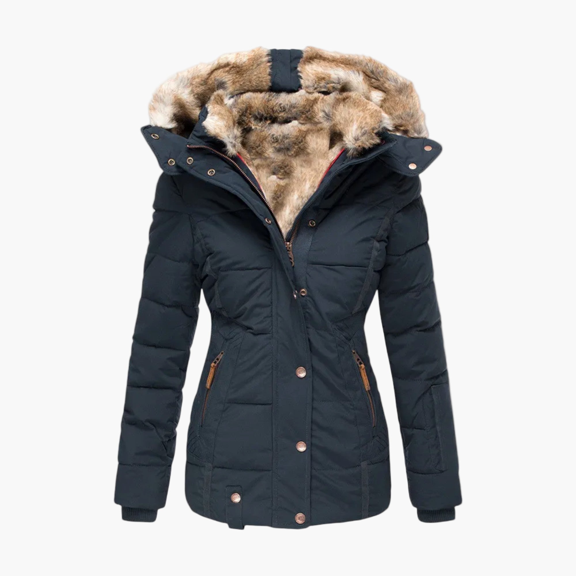 Women's Winter Coat with Luxury Fur Lining – Elegant Quilted Jacket for Cold Days