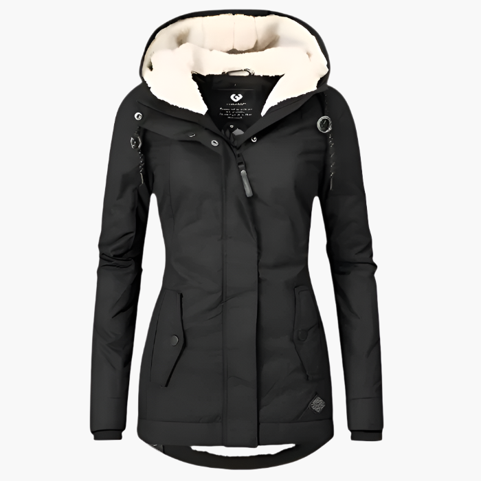 Women's Waterproof Winter Coat with Hood – Comfortable Long Coat for Cold Days