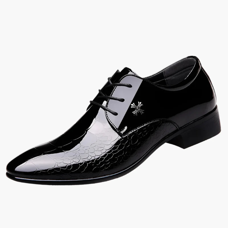 Men's Oxford Shoes - Classic Pointed Patent Leather Shoe for Formal Occasions