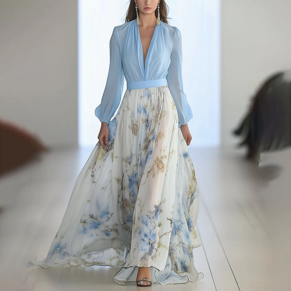 Ladies Elegant Maxi Dress with Pleated Style – Perfect for Spring and Summer Parties