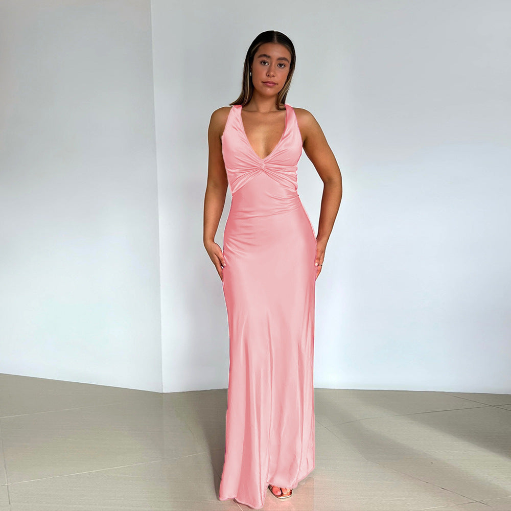 Ladies Elegant Halter Evening Dress with Open Back – Perfect for Gala or Special Occasions