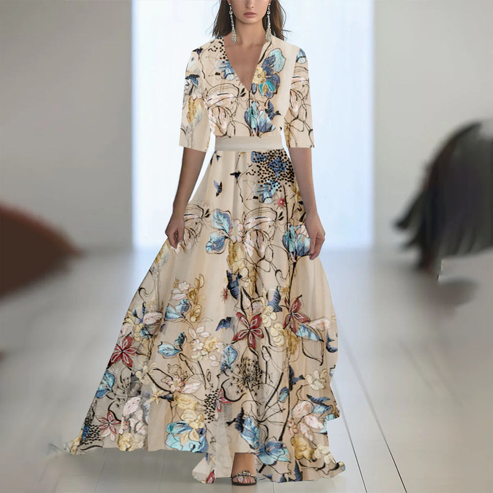Ladies Elegant Maxi Dress with Pleated Style – Perfect for Spring and Summer Parties