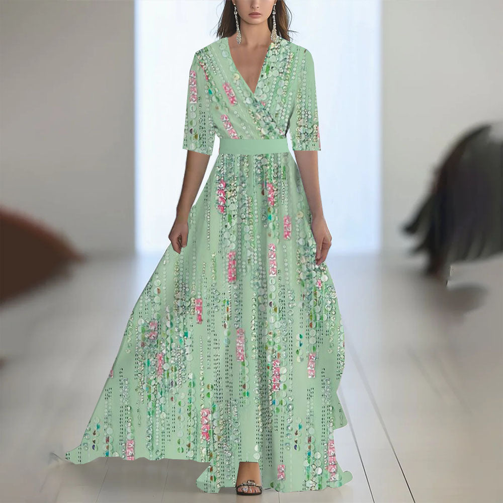 Ladies Elegant Maxi Dress with Pleated Style – Perfect for Spring and Summer Parties
