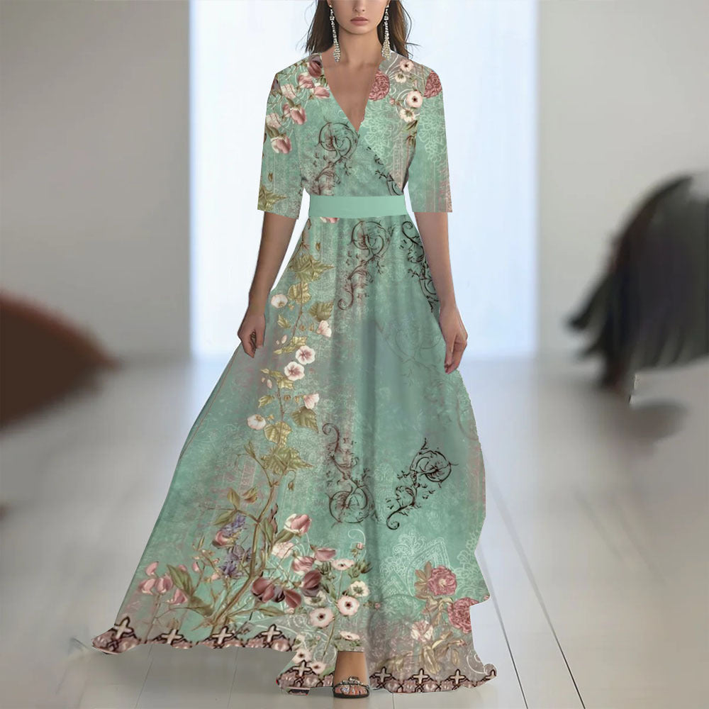 Ladies Elegant Maxi Dress with Pleated Style – Perfect for Spring and Summer Parties