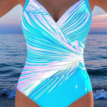 Women's shaping swimsuit with flattering wrap design – Stylish and supportive beach model