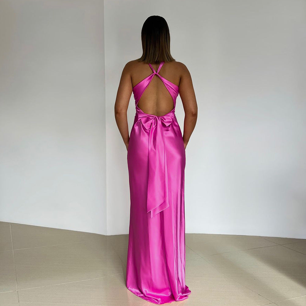 Ladies Elegant Halter Evening Dress with Open Back – Perfect for Gala or Special Occasions