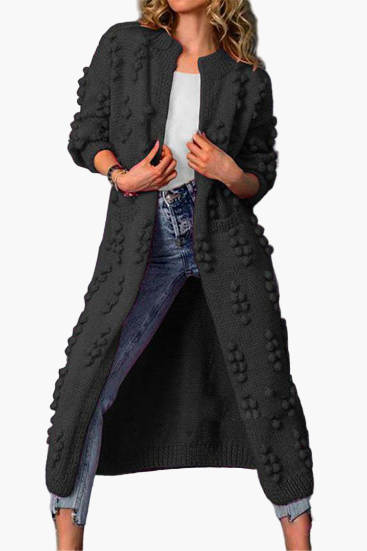 Women's Long Knitted Cardigan with 3D Texture – Fashionable Open Vest for Casual and Stylish Looks