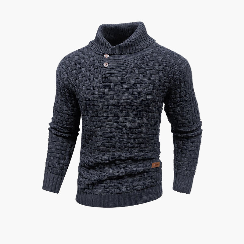 Men's Knitted Sweater with Button Collar – Stylish Winter Pullover for Casual and Business Use