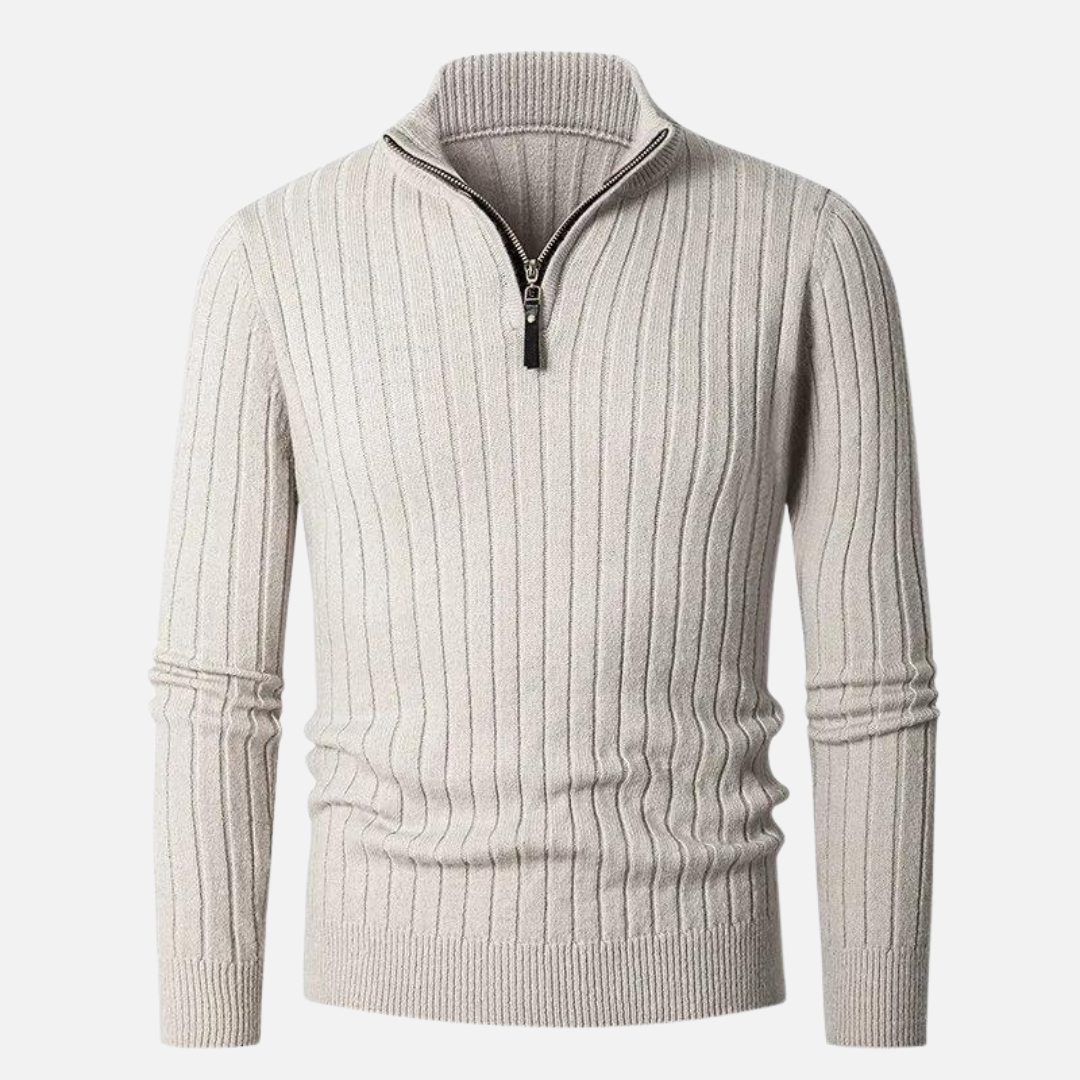Men's Half-Zip Knitted Sweater – Casual & Comfortable with Stand-Up Collar