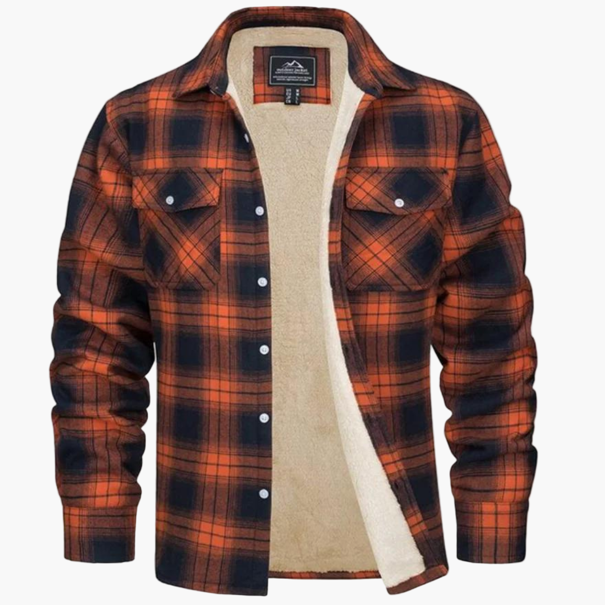 Men's Fleece Lined Checked Shirt Jacket - Stylish and Warm for Autumn and Winter