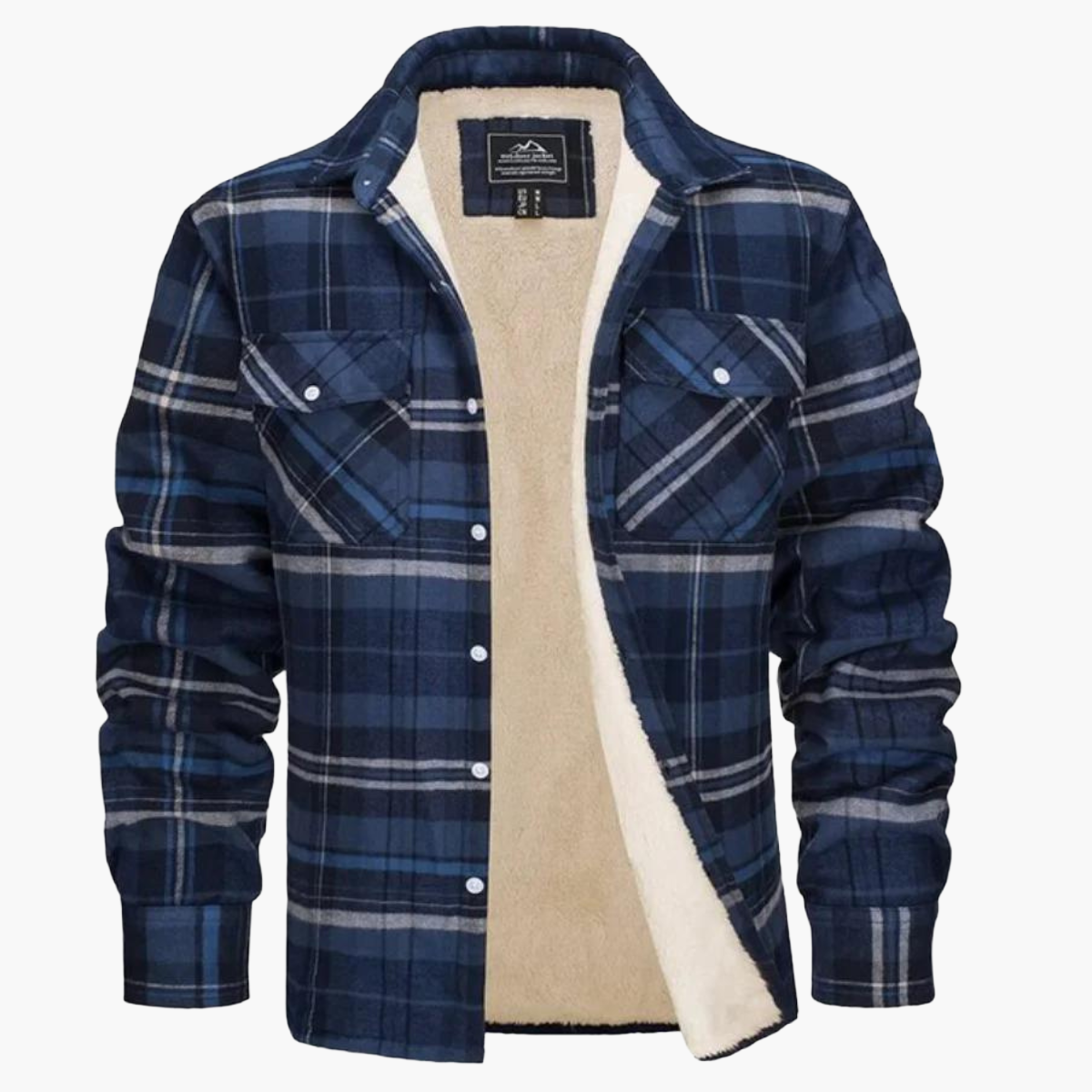 Men's Fleece Lined Checked Shirt Jacket - Stylish and Warm for Autumn and Winter