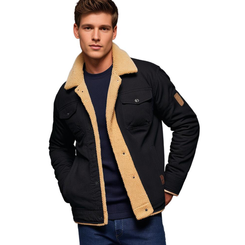 Men's Winter Bomber Jacket Vintage Style – Warm Outdoor Jacket with Fleece Lining
