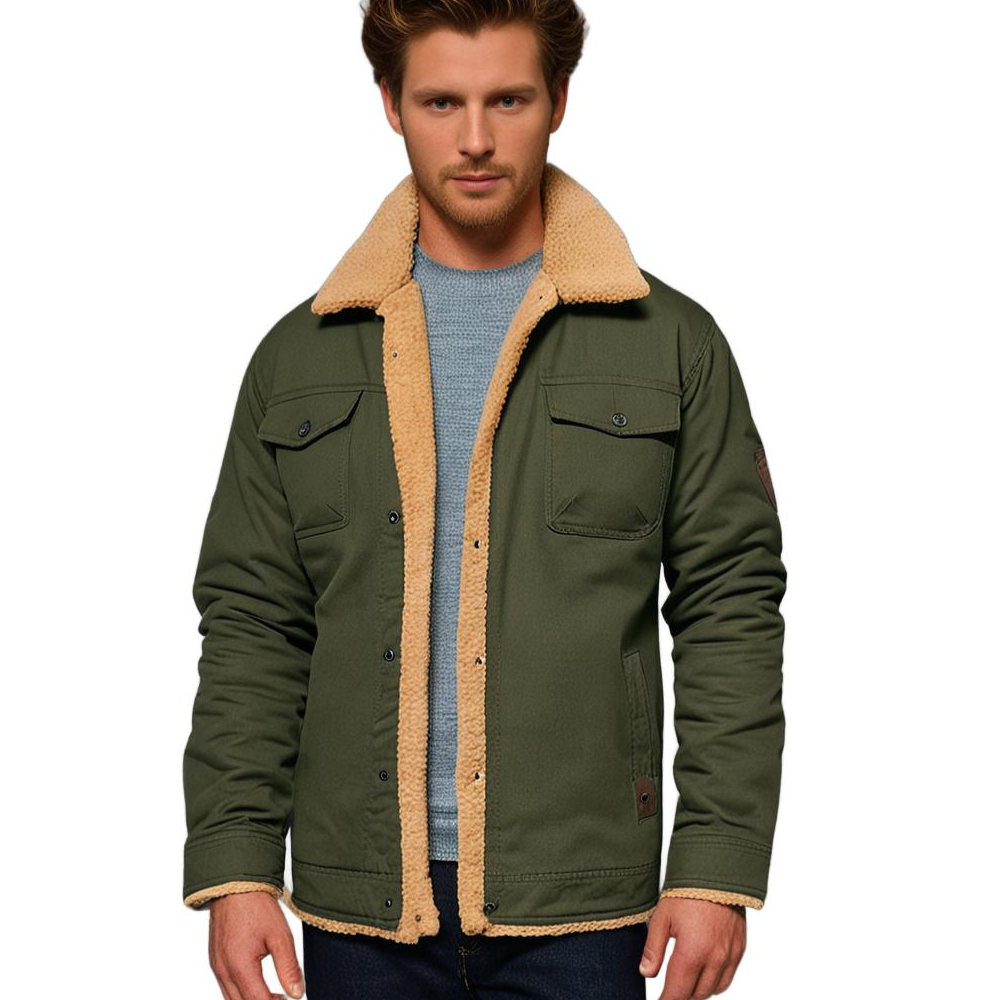 Men's Winter Bomber Jacket Vintage Style – Warm Outdoor Jacket with Fleece Lining