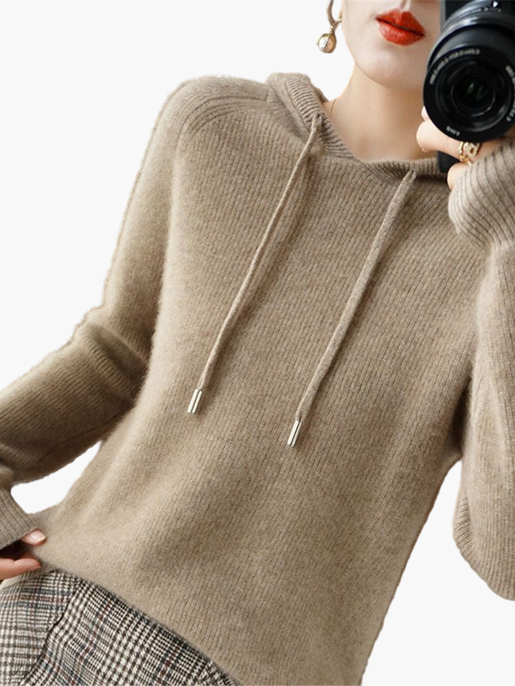 Women's Knitted Hoodie Sweater – Fashionable Comfortable Style for Every Day