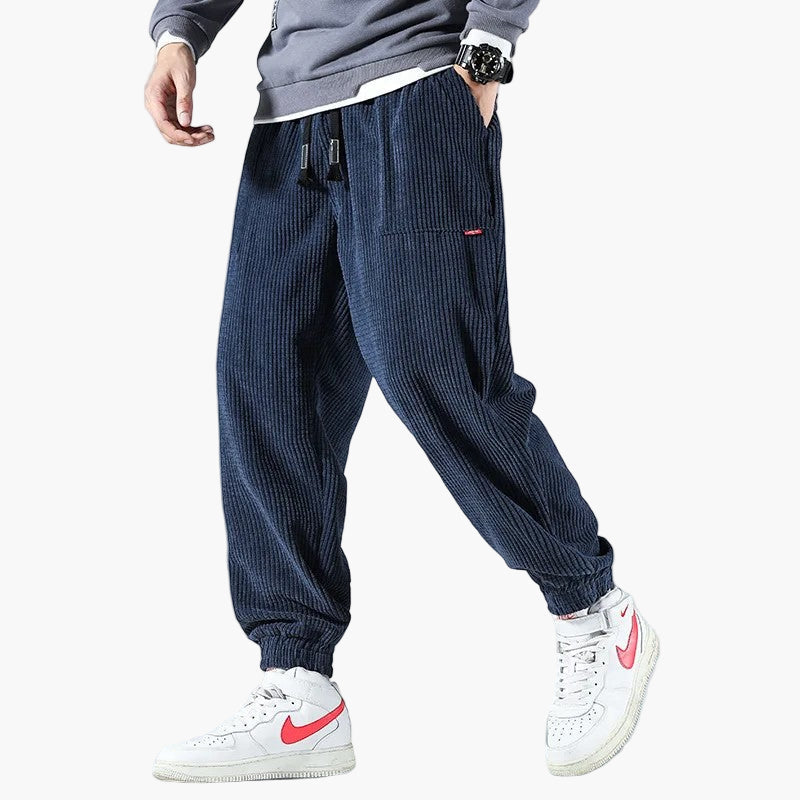 Men's Comfortable Corduroy Jogging Pants Relaxed Fit for Leisure and Sports