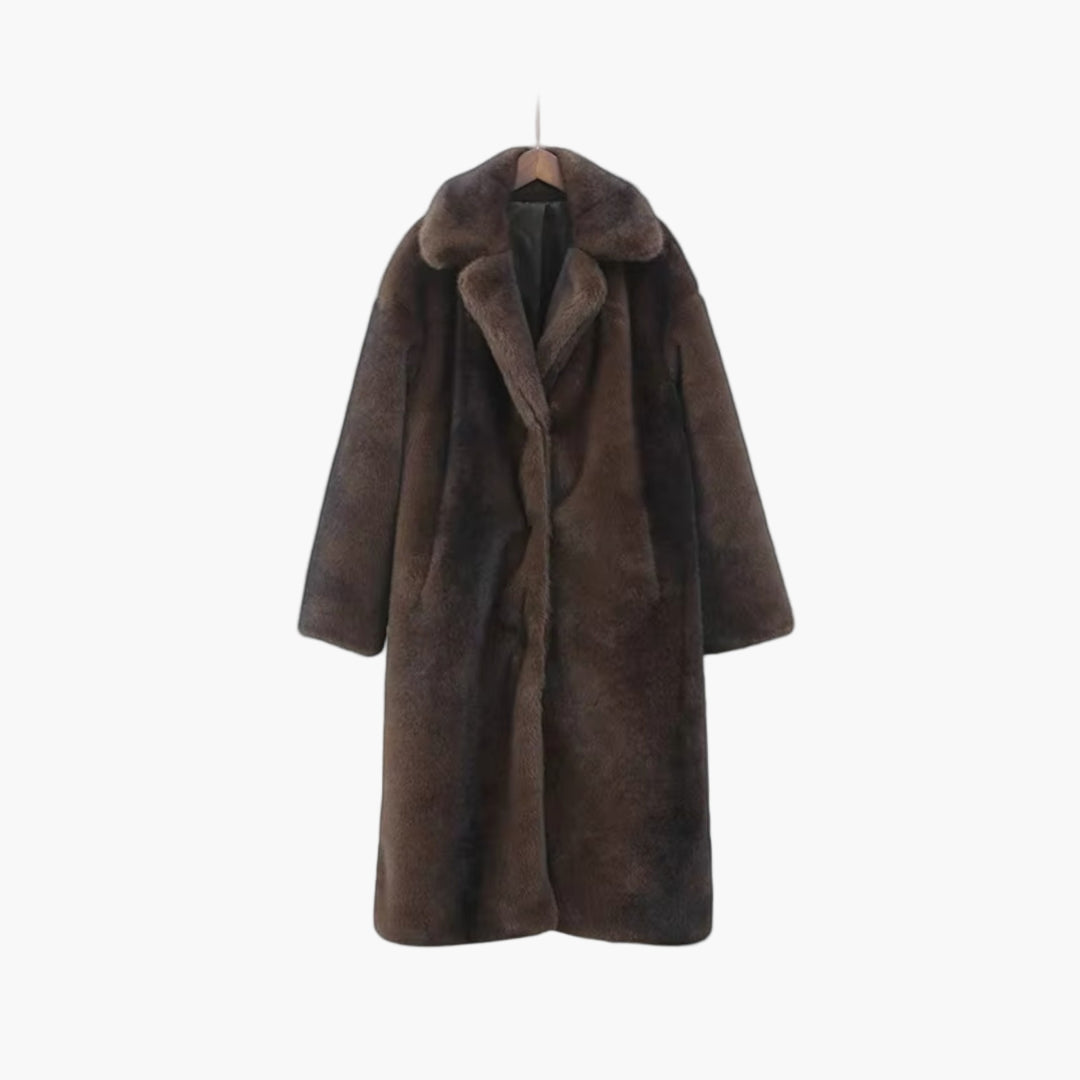 Women's Long Faux Fur Trench Coat – Luxury Winter Jacket for Elegant Looks