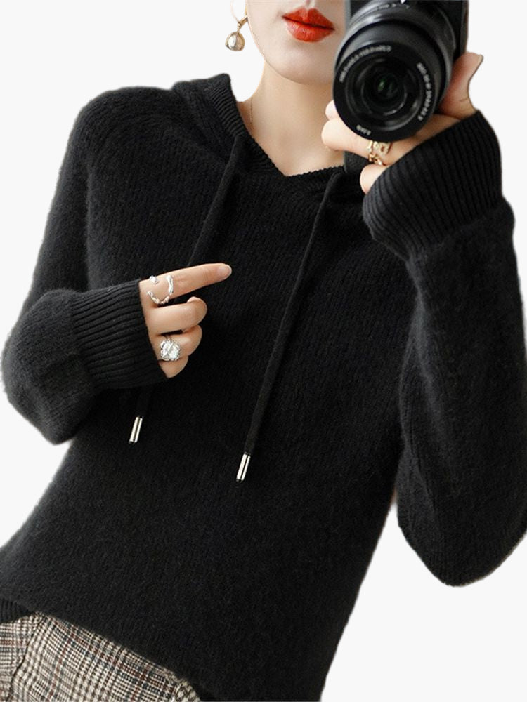 Women's Knitted Hoodie Sweater – Fashionable Comfortable Style for Every Day