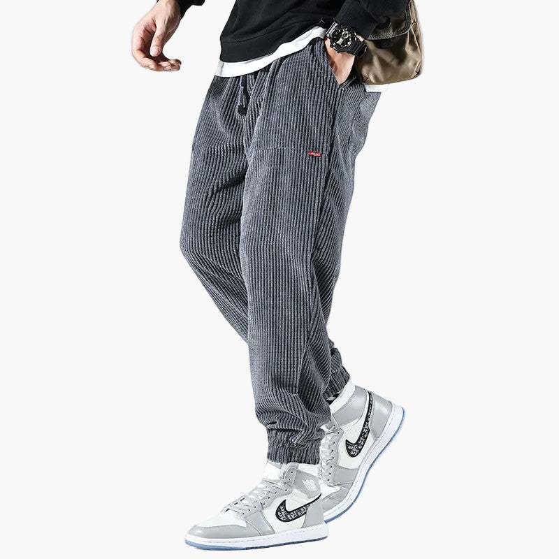 Men's Comfortable Corduroy Jogging Pants Relaxed Fit for Leisure and Sports