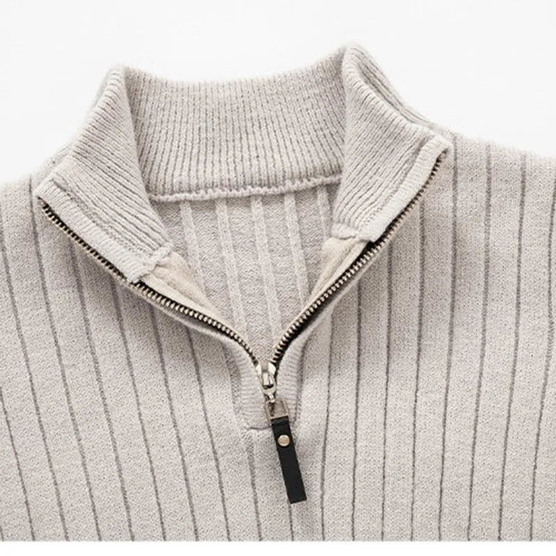 Men's Half-Zip Knitted Sweater – Casual & Comfortable with Stand-Up Collar
