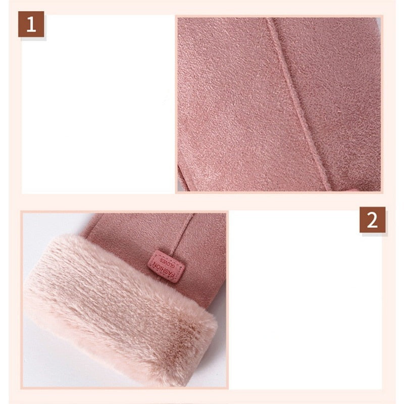Women's Winter Gloves Touchscreen Waterproof Stylish Fluffy