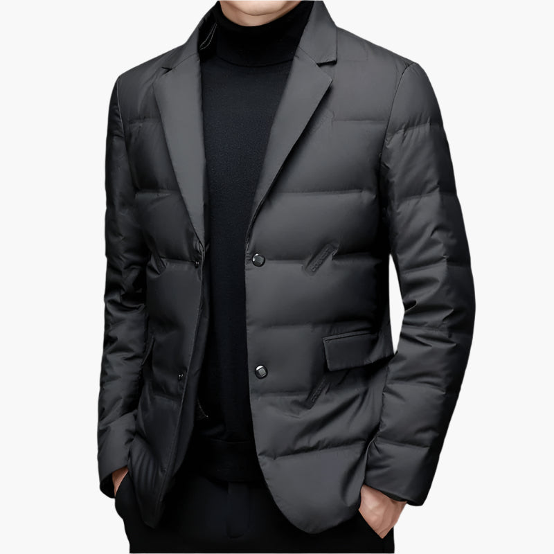 Men's Padded Blazer Jacket Modern Slim Fit – Stylish and Warm Business Outfit