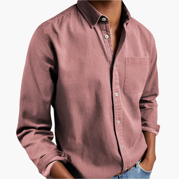 Men's long sleeve shirt – casual with chest pocket for work & weekend