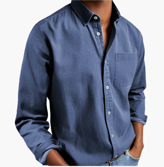 Men's long sleeve shirt – casual with chest pocket for work & weekend