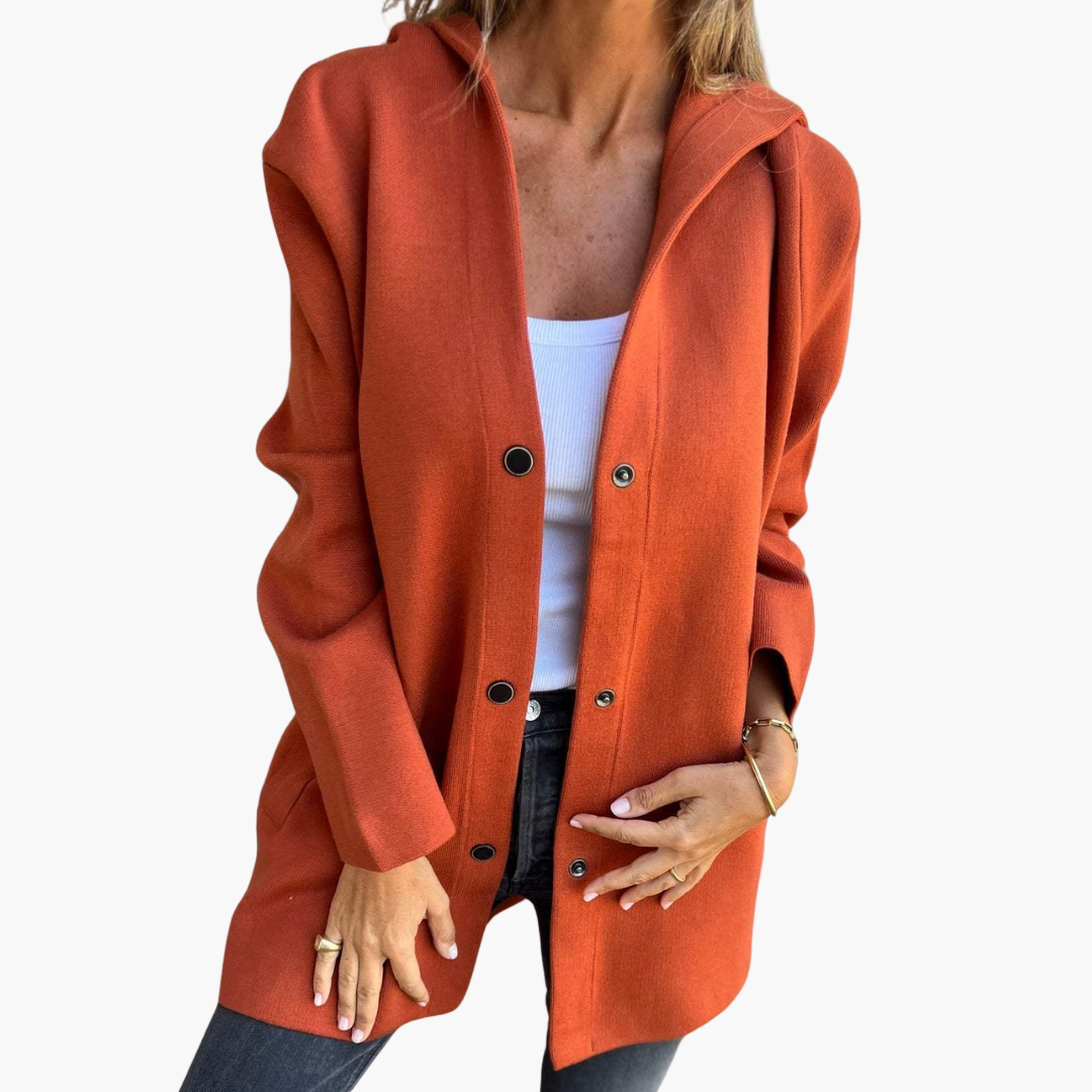 Women's Casual Single-Breasted Jacket with Hood – Comfortable Feminine Outdoor Style