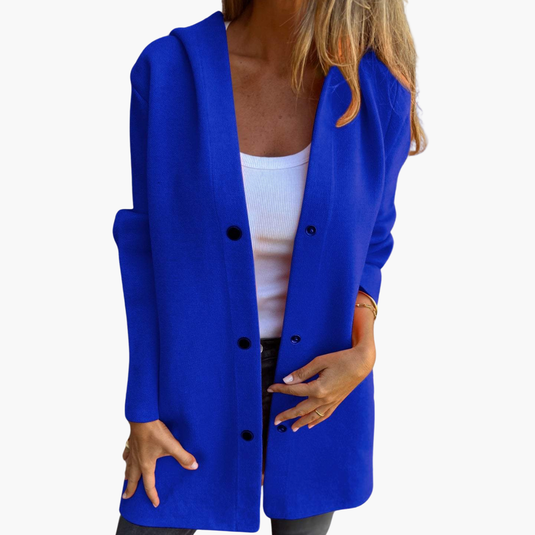 Women's Casual Single-Breasted Jacket with Hood – Comfortable Feminine Outdoor Style
