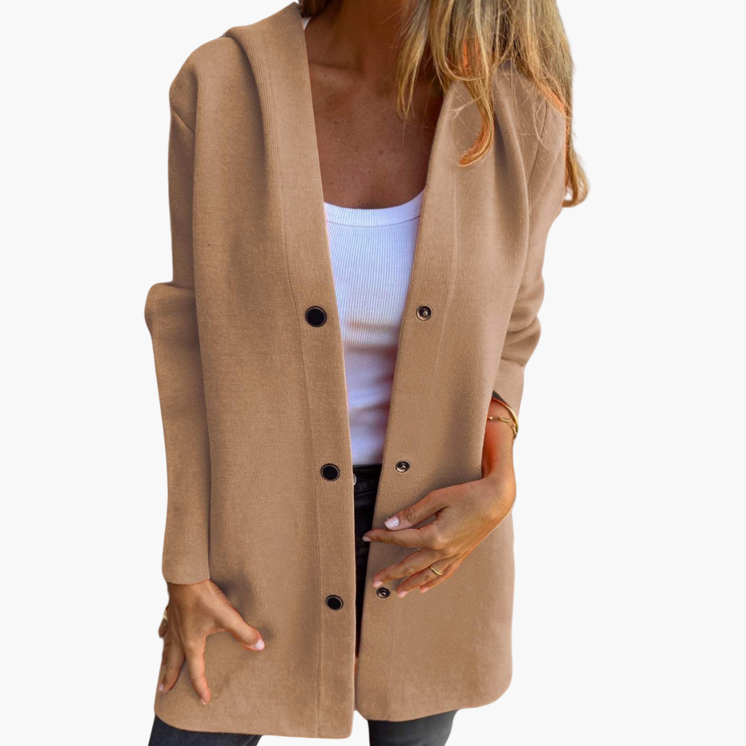 Women's Casual Single-Breasted Jacket with Hood – Comfortable Feminine Outdoor Style